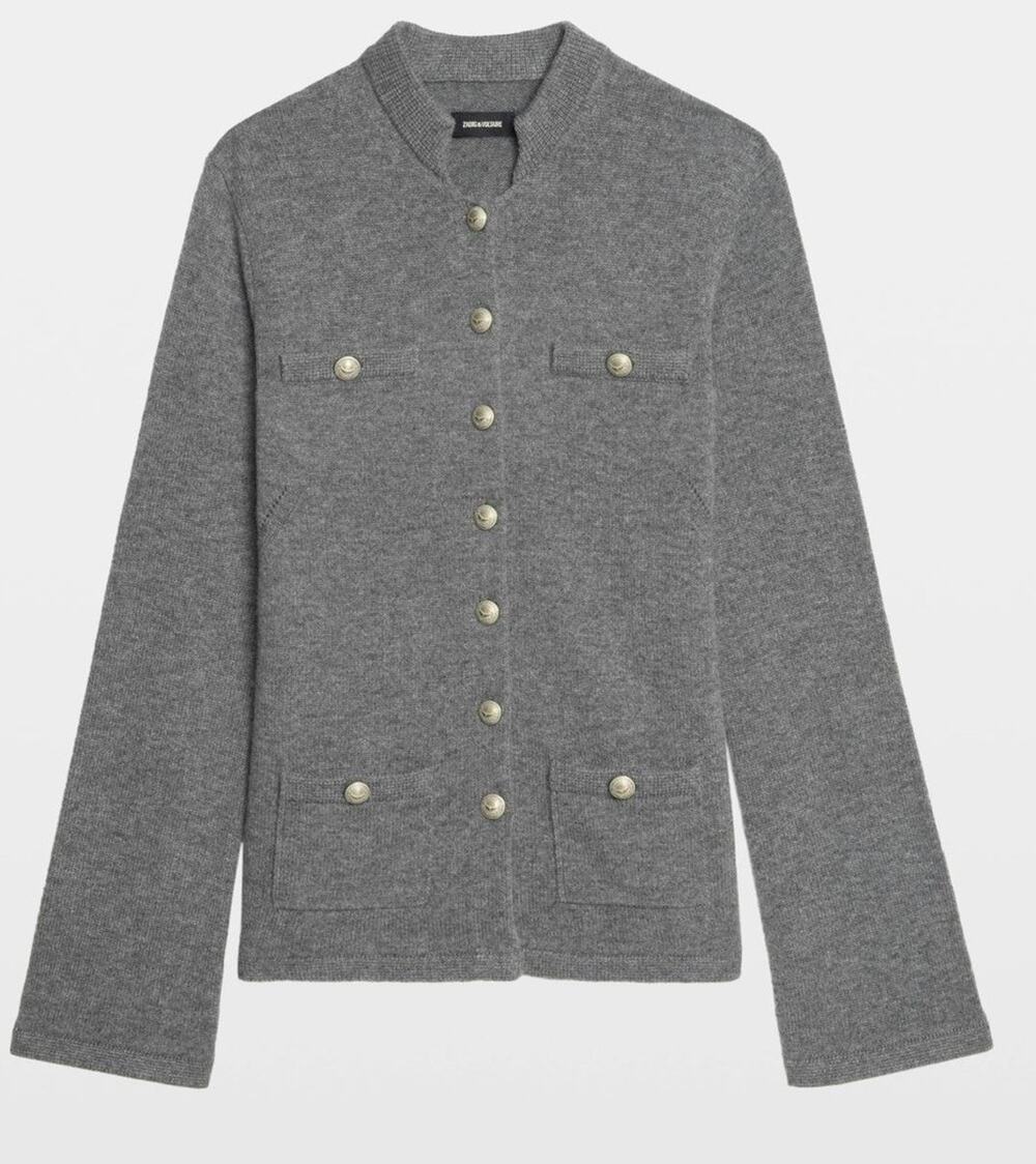 Zadig & Voltaire Wool Cashmere Cardigan Jacket Gray Anthracite Lucy LC XS